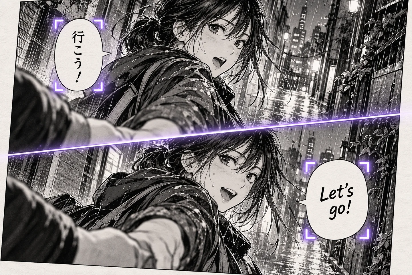 Japanese manga dialogue translated into English with AI